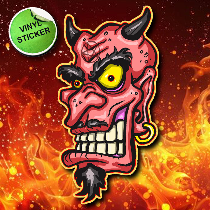 Vintage Horror Devil Sticker | Brian Blair Studios Artist Merch