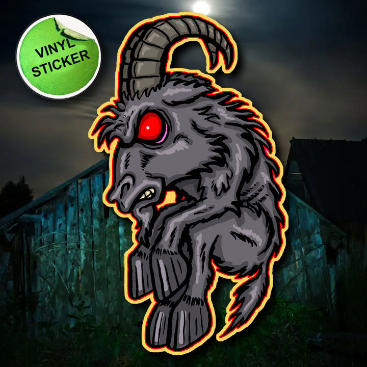 Creepy Goat Sticker | Brian Blair Studios Horror Art Decal